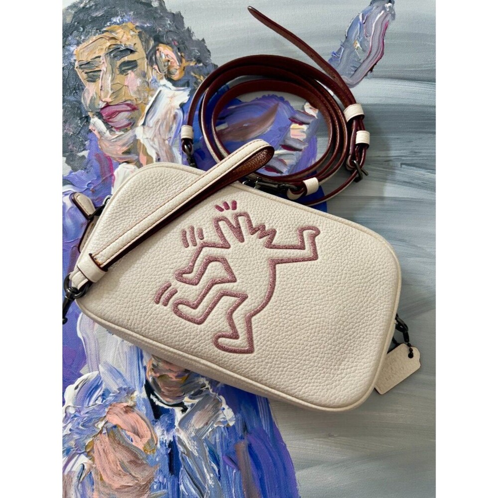 Coach x Keith Haring Sadie Chalk Glitter Dancing Man crossbody bag